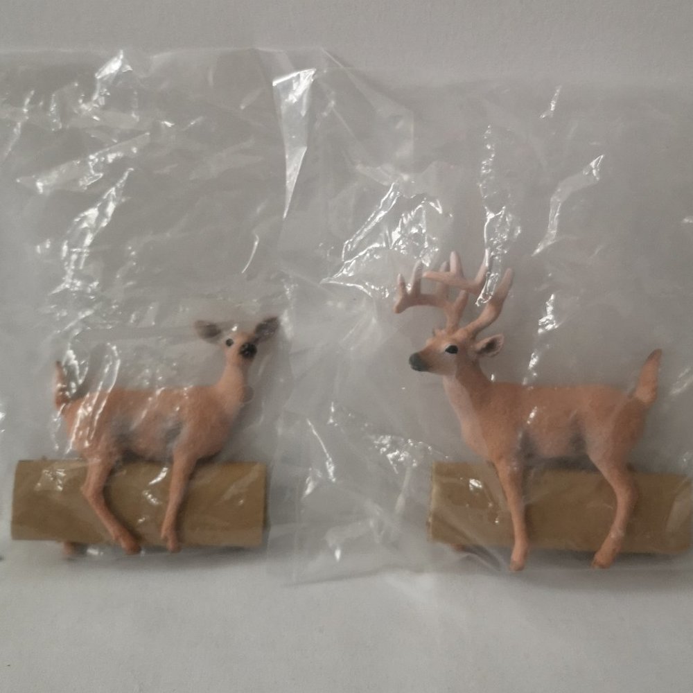 Vintage Set of Two Male and Female Deer Figurines for Hobby Display Purposes